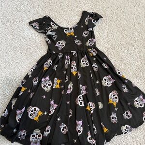Stylish Black Kids Dress with Skull Print